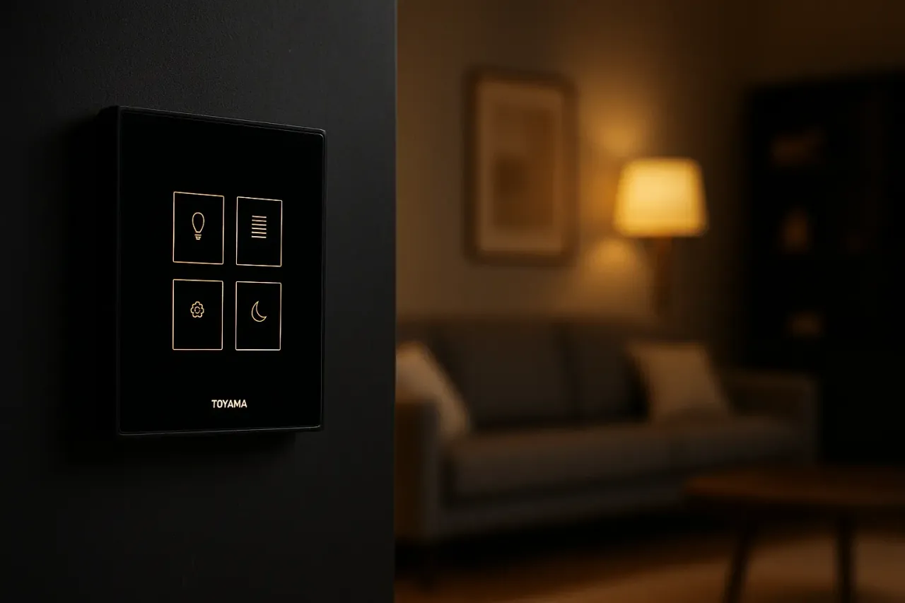 Toyama glass touch switch integrated into a contemporary interior